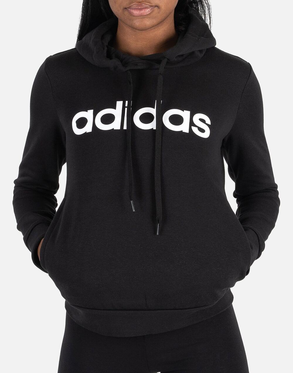 Adidas Essentials Linear Black Logo Hoodie Women's M